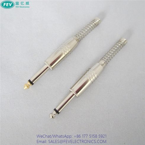 6.35MM 1/4 inch Stereo Audio Plug Metal with Spring FEV-B340
