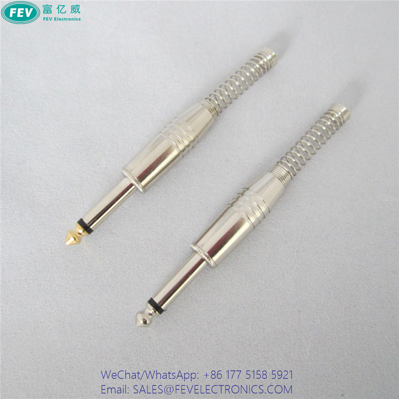 6.35MM 1/4 inch Stereo Audio Plug Metal with Spring FEV-B340