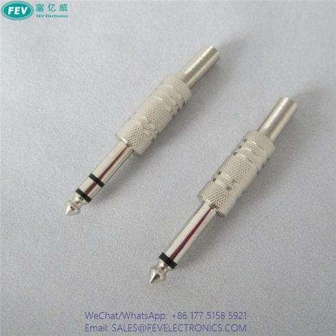 6.35mm stereo plug audio male connector with spring FEV-B341