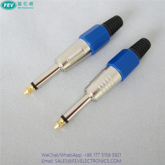 6.35MM MONO MALE HIFI AUDIO CABLE CONNECTOR WITH GOLD TIP FEV-B385