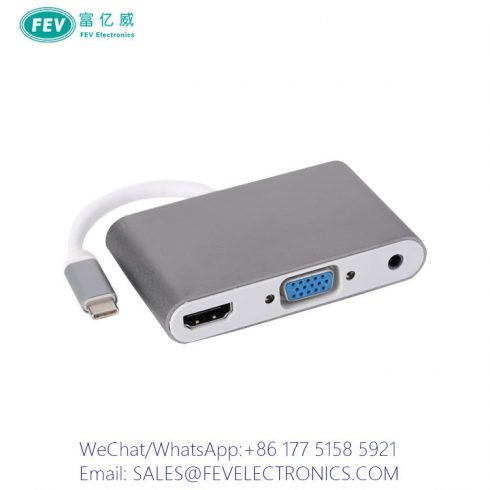 USB C Male to HDMI VGA 3.5 Females
