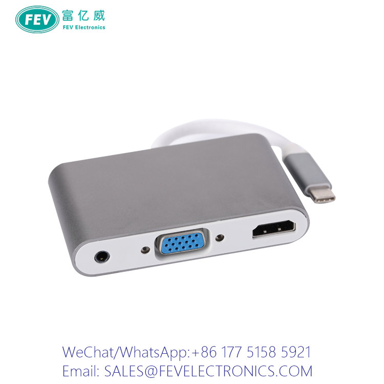 USB C Male to HDMI VGA 3.5 Females