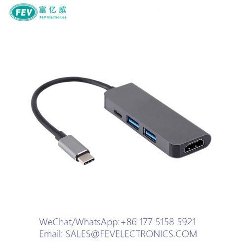 Type-C Male to HDMI+TYPE-C+2xUSB3.0