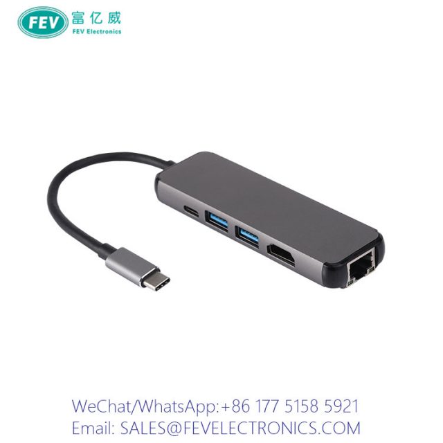 USB C Male to USB C Female+USB 3.0+HDMI+RJ45