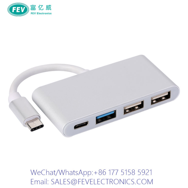 USB C Male to USB C+USB3.0+USB2.0 Jack