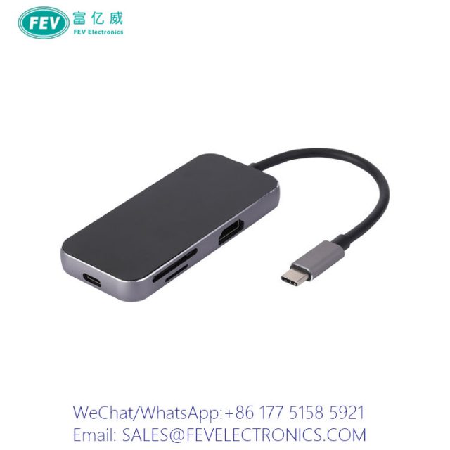 USB Type-C HUB USB-C Male to 2xUSB3.0 Ports+ Type-C PD Port FEV-CH135