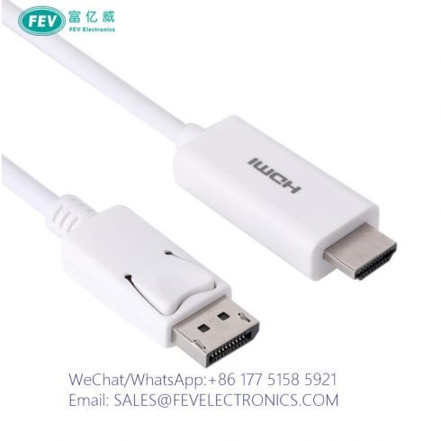 HDMI TO DP DisplayPort Cable White Color