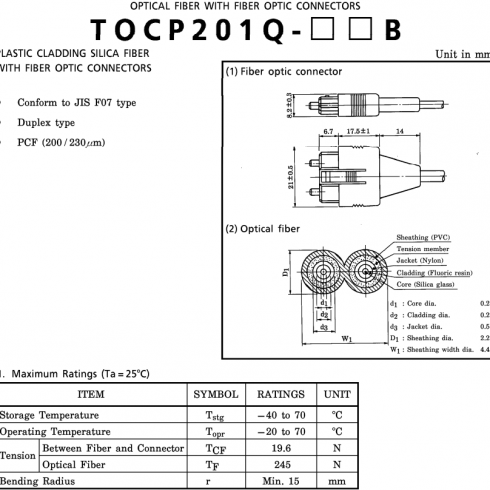 TCOP 201 Toshiba Optical Fiber Cable TOCP201
