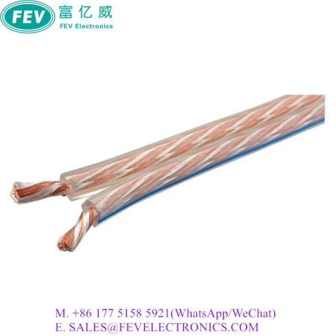 AUDIO STEREO SPEAKER WIRE CABLE TRANSPARENT COLOR