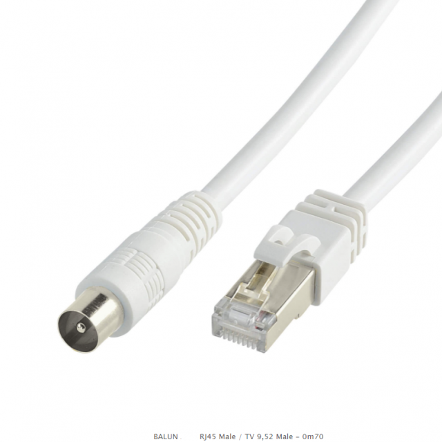 Balun RJ45 Male to TV IEC PAL Male Coaxial Cable