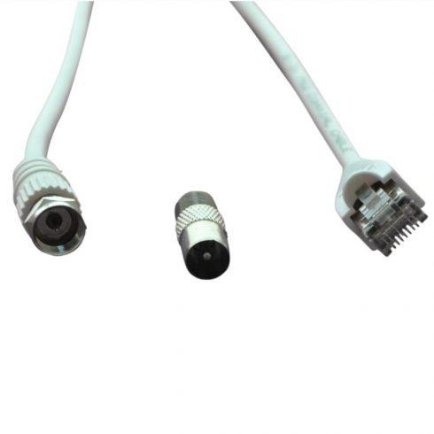 F Male RF Connector to RJ45 CAT5 CAT6 Ethernet Converter Coax Cable with F Female to IEC TV Male Connector