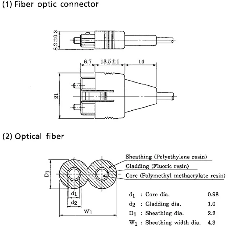 datasheet specification of TOCP200 TOSHIBA JIS F07 Optic Fiber Cable Connector