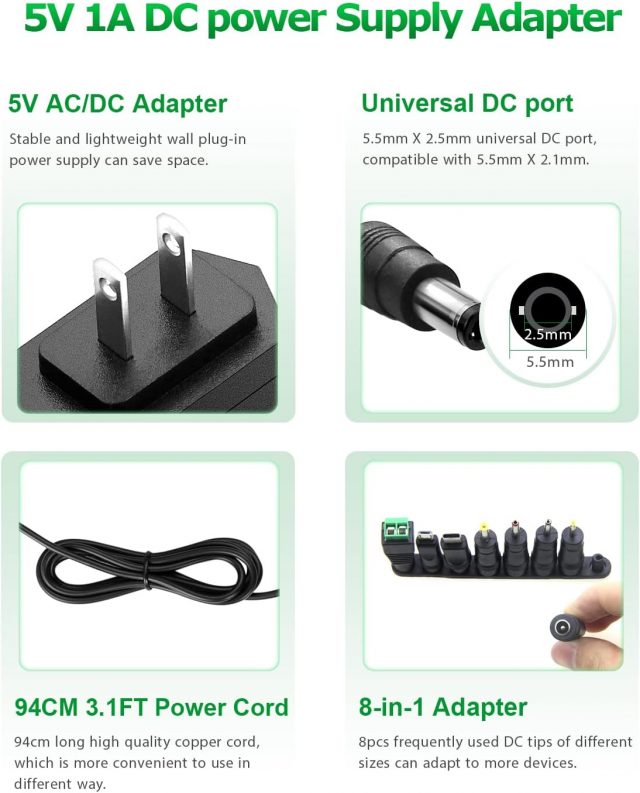 DC power supply adapter with all in one power adapter Universal DC power supply adater with DC Plug, USB C, Micro USB