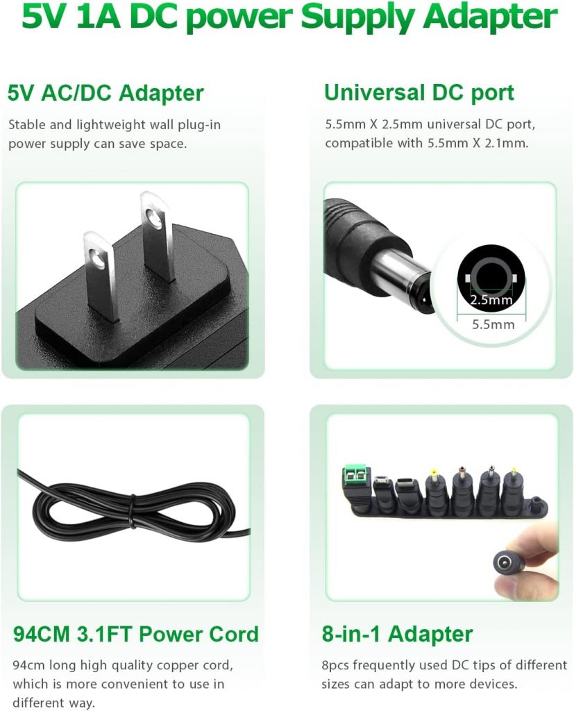 DC power supply adapter with all in one power adapter Universal DC power supply adater with DC Plug, USB C, Micro USB