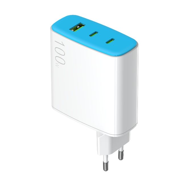 EU plug wall charger 3 outlets fast charging PD 100W