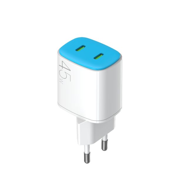 EU plug wall charger 45W dual USB-C outlets white fast charging PD