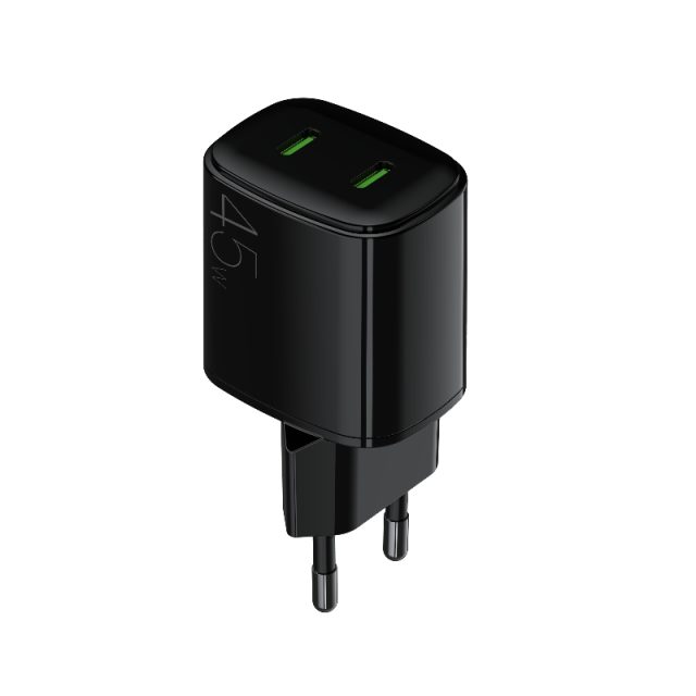 Europe Wall Charger 2 USB-C ports fast charge 45W black