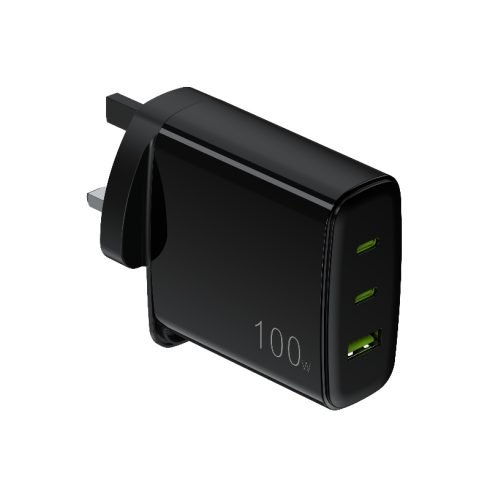 UK Standard Travel Wall Charger 3PIN 100W 3 Ports Fast Charging PD