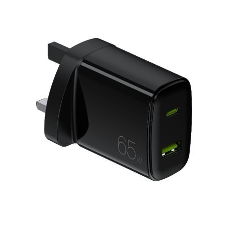 UK Type 3PIN 65W Wall Charger 2 Ports Fast Charging PD