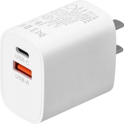 US PLUG WALL CHARGER PD CHARGER DUAL PORTS USB-A USB-C OUTLET