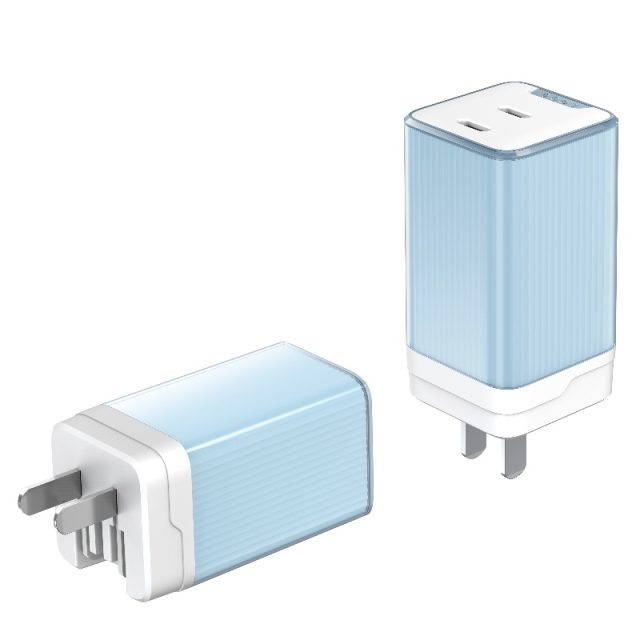 US Plug 2-pin Wall Charger for cell phone fast charging dual USB-C Ports