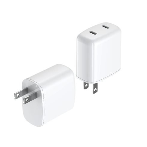 US Plug Wall Travel Charger 2-PIN Fast Charging dual outlets USB-C Ports